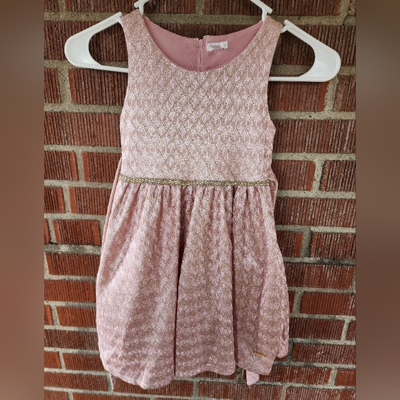 Tahari Pink and Gold Sleeveless Dress Girl's Size 4 - Picture 9 of 11